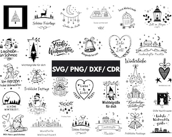Bundle German Christmas SVG,  Christmas Dxf, Christmas Png, Christmas Houses, Weihnachten Svg, German Svg, Cricut Files