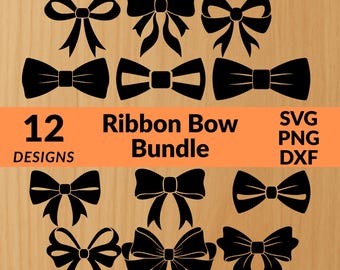 Ribbon Bow Svg Bundle - Laser Engraving Files SVG PNG | Digital Download for Glowforge, Cnc Router, Silhouette and Engraving Machines DXF