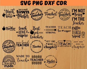 Ensemble SVG enseignant, dessins scolaires, vie de l'enseignant, crayon à fleurs (téléchargement numérique)