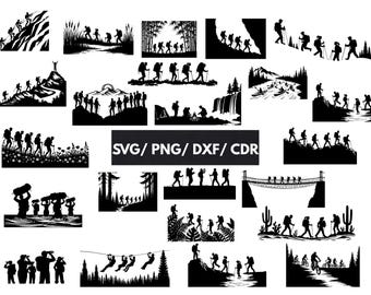 Wandern SVG-Datei / Wald Szene svg / Wandern SVG-Datei / Wald Landschaft / Instant Download / Wald Landschaft