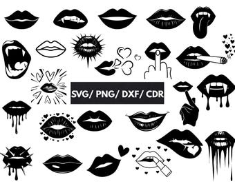 Lips SVG Bundle, Lips Png files for Cricut, Lipstick Svg files, Kiss Cut files for Cricut, Valentines Day SVG, Love Svg, Digital download
