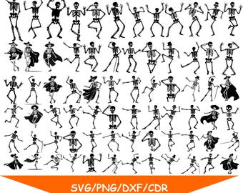 Tanzende Skelette SVG, Skelett Tanz SVG, gruselige tanzende Skelette, tanzende Skelette Clipart für digitale und handwerkliche Projekte, Halloween PNG