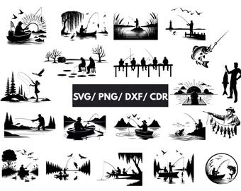 Fischer fangen Fischen Aufdruck, Cdr, Png, Dxf | Angeln geschnitten Datei | Schnittdatei | Cricut | Clipart | Witziges Fischen | Vatertag | Sofort Download