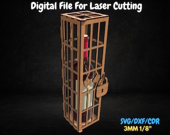Wein-Geschenkbox im Gefängnis, lasergeschnittene Weinbox, 3mm, 1/8 Weinbox, lasergeschnittene digitale Datei, digitales Produkt, Glowforge-Datei, Xtool-Box-Dateien