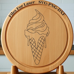Ice Cream Cone - Laser Engraving Files SVG DXF PNG | Digital Download for Glowforge, Cnc Router, Silhouette and Engraving Machines.