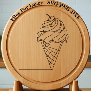 Ice Cream Cone - Laser Engraving Files SVG DXF PNG | Digital Download for Glowforge, Cnc Router, Silhouette and Engraving Machines.