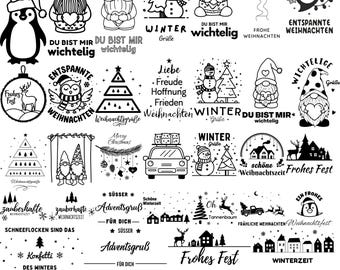 Weihnachten SVG Bundle - Weihnachten Zauber Feiertage Designs für T-Shirts, Laserschneiden, Basteln - Instant Download