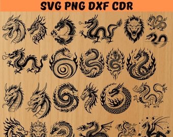 Dragon SVG Bundle, Dragon Vector, Dragon Clipart, Dragon Silhouette - digital download svg, eps, png, svg files for cricut