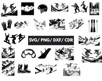 Ski fahren svg / Wintersport svg / Snowboard Dxf / Gebirge Png / Instant Download / Kommerzielle Nutzung Clipart