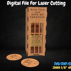 Caixa de uísque gaiola, caixa de uísque cortada a laser, caixa de uísque de madeira compensada, arquivo digital de corte a laser, produto digital, arquivo glowforge, arquivos de caixa xtool