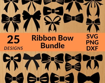 Bow SVG Bundle - Laser Engraving Files SVG PNG | Digital Download for Glowforge, Cnc Router, Silhouette and Engraving Machines - dxf Files