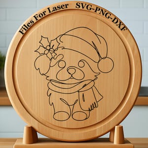 Perro navideño - Archivos de grabado láser SVG DXF PNG / Descarga digital para Glowforge, enrutadores CNC, siluetas y máquinas de grabado.