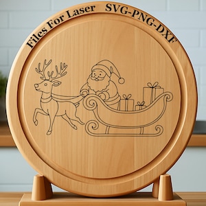 Santa Claus sleigh - Laser Engraving Files SVG DXF PNG | Digital Download for Glowforge, Cnc Router, Silhouette and Engraving Machines.