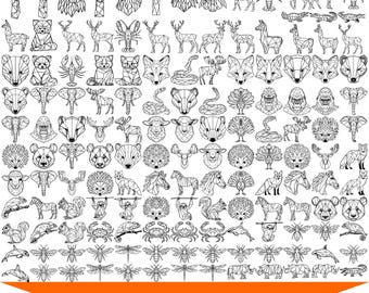 Paquete de 150 SVG de animales geométricos, artes digitales SVG de vida silvestre geométrica, archivos de corte de animales de origami minimalistas, dibujo de animales poligonales SVG