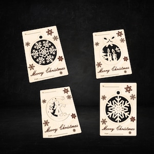Weihnachtskarte Laser Cut Files - Weihnachtsandenken Karte SET 4 - svg Laser-Ready Cut Files - INSTANT DOWNLOAD - Model Pattern File, Cnc Cut.