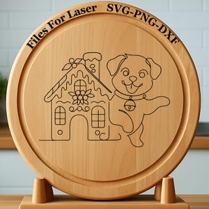 Perro navideño - Archivos de grabado láser SVG DXF PNG / Descarga digital para Glowforge, enrutadores CNC, siluetas y máquinas de grabado.