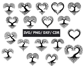 Tree of Life SVG Bundle: Family Tree, Heart Designs (Digital Download)