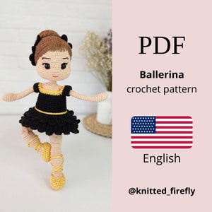 Crochet Pattern Ballerina Doll Amigurumi toy Amigurumi Handmade English Doll on a Frame Amigurumi doll Crochet