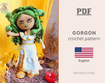 Medusa Gorgon Crochet Pattern, Amigurumi Doll (PDF Pattern)