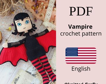 Vampire Amigurumi Crochet Pattern, Handmade Doll on Frame (PDF Pattern)