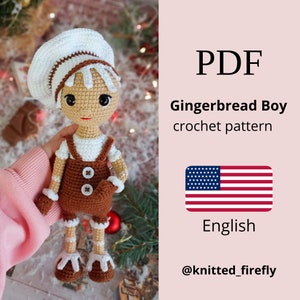Christmas Gingerbread Crochet Pattern Amigurumi toy Amigurumi Handmade English Doll Amigurumi xmas Crochet Christmas amigurumi gift