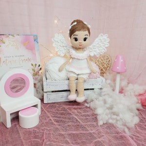 Little Angel Doll Amigurumi toy Amigurumi Handmade Doll on a Frame Amigurumi doll
