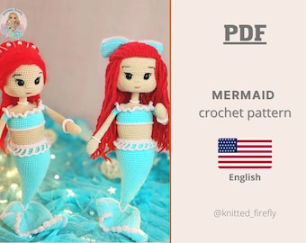 Mermaid Crochet Pattern, Amigurumi Doll (PDF Pattern)