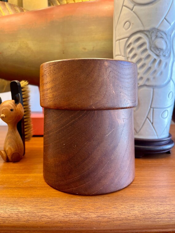 1960s ヴィンテージ　スウェーデン製　チーク材 スウェーデン製 チーク材 蓋付きポット｜1950〜60年代 北欧