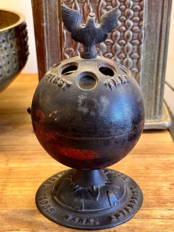 アンティーク雑貨 Vintage Cast Iron Liberty Bank Statue of Liberty Penny Bank