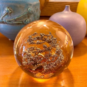 Numbered + Signed Glass Paperweight “Gold Stream” Selkirk Scottland 1996