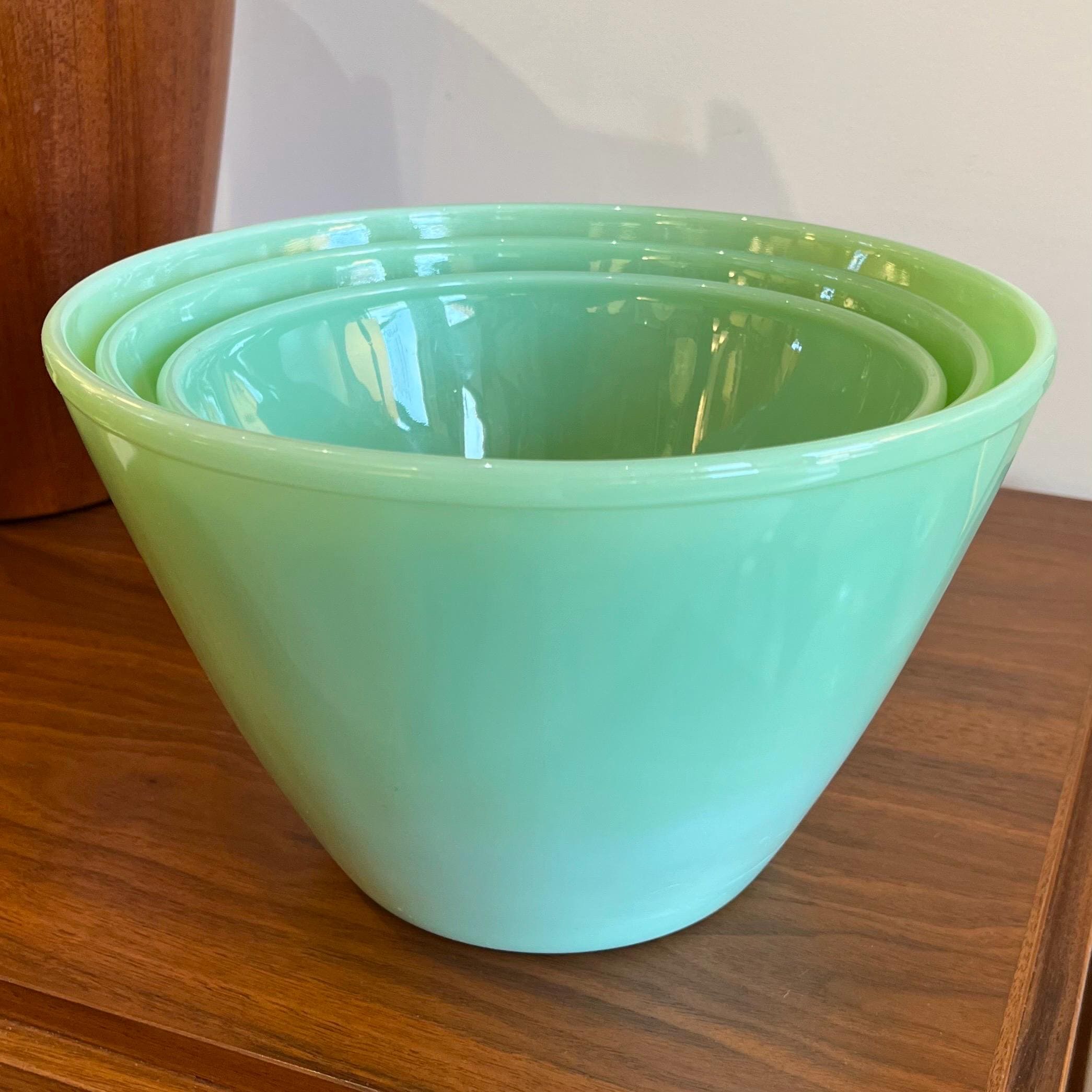 Rare Mid Century Fire King Jadeite Nesting Bowls - Set of Three - Etsy