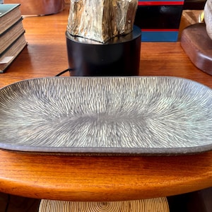 1950s Danish Herman A. Kähler Ceramic Long Bowl Denmark