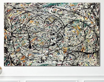 Watery Paths Jackson Pollock Canvas Print Abstract Wall Art Modern Home and Wall Decor Extra Large Wall Art