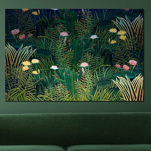 Tropical Forest Canvas Print Henri Rousseau Impressionism Wall Art Modern Home and Wall Decor Extra Large Wall Art