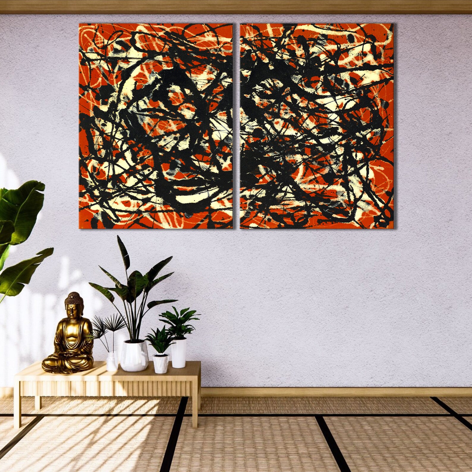 Free Form Jackson Pollock Canvas Print Abstract Wall Art Modern Home ...