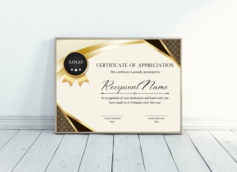 Editable Appreciation Certificate Template, Customizable Award ...