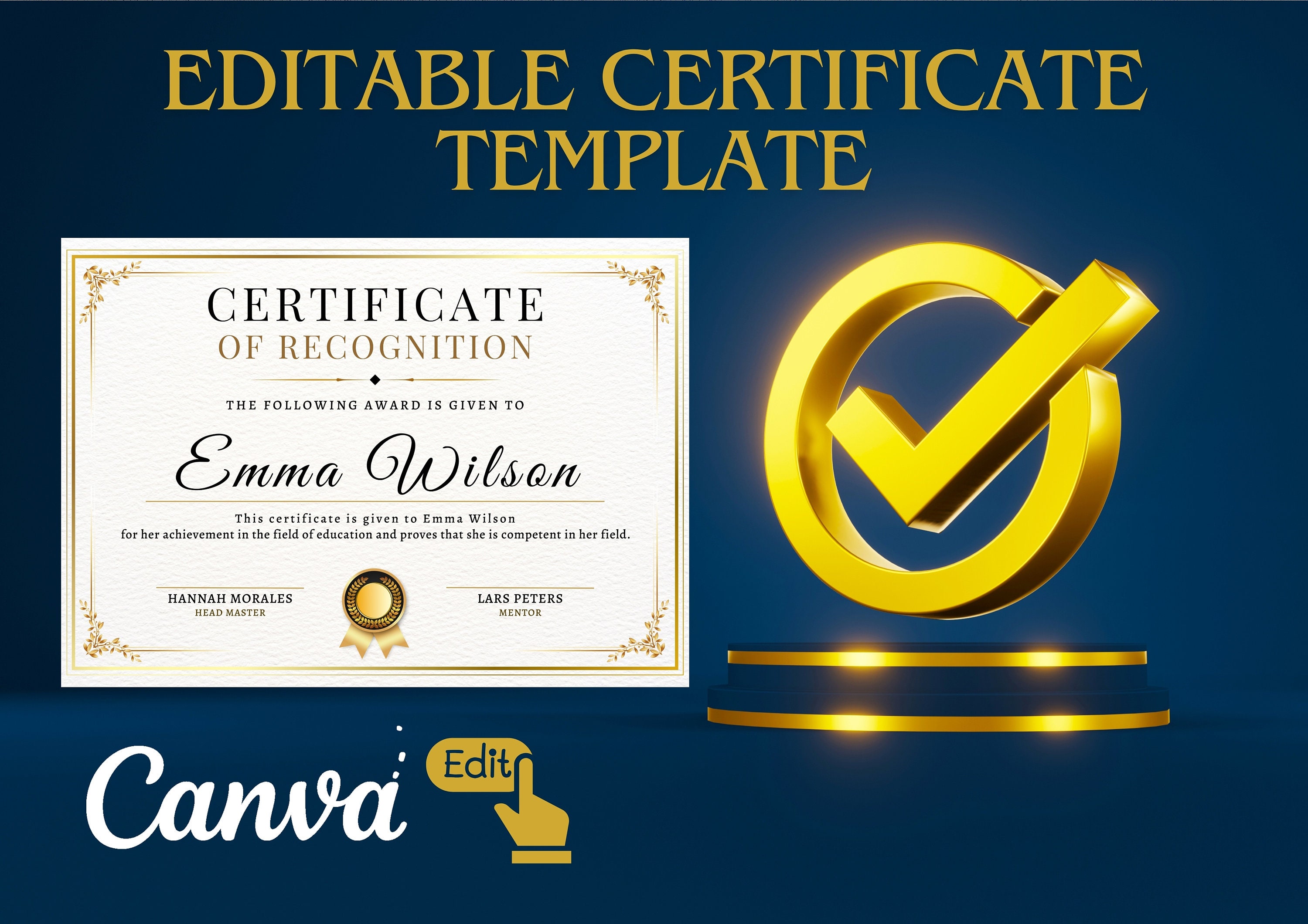 Editable Certificate of Recognition Template - Personalized ...