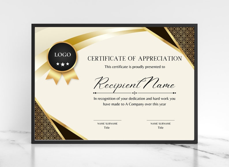 Editable Appreciation Certificate Template, Customizable Award ...