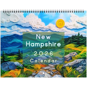 Calendario New Hampshire 2026, Granite Peaks, fogliame infuocato (11x8,5 pollici)