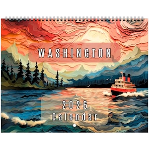Washington 2026 Calendar, Moss Covered Forests & Misty Mountains  (11x8.5”)