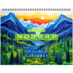 Norvège - Calendrier mural Summer-Start - juin 2025 - mai 2026 (11 x 8,5 po.)