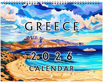 Greece 2026 Wall Calendar – Myths, Marble, Mediterranean Magic (11x8.5”)