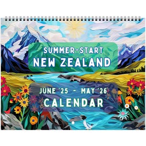 Calendrier mural Nouvelle-Zélande - Summer-Start - juin 2025 - mai 2026 (11 x 8,5 po.)