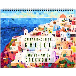 Grèce - Calendrier mural Summer-Start - juin 2025 - mai 2026 (11 x 8,5 po.)