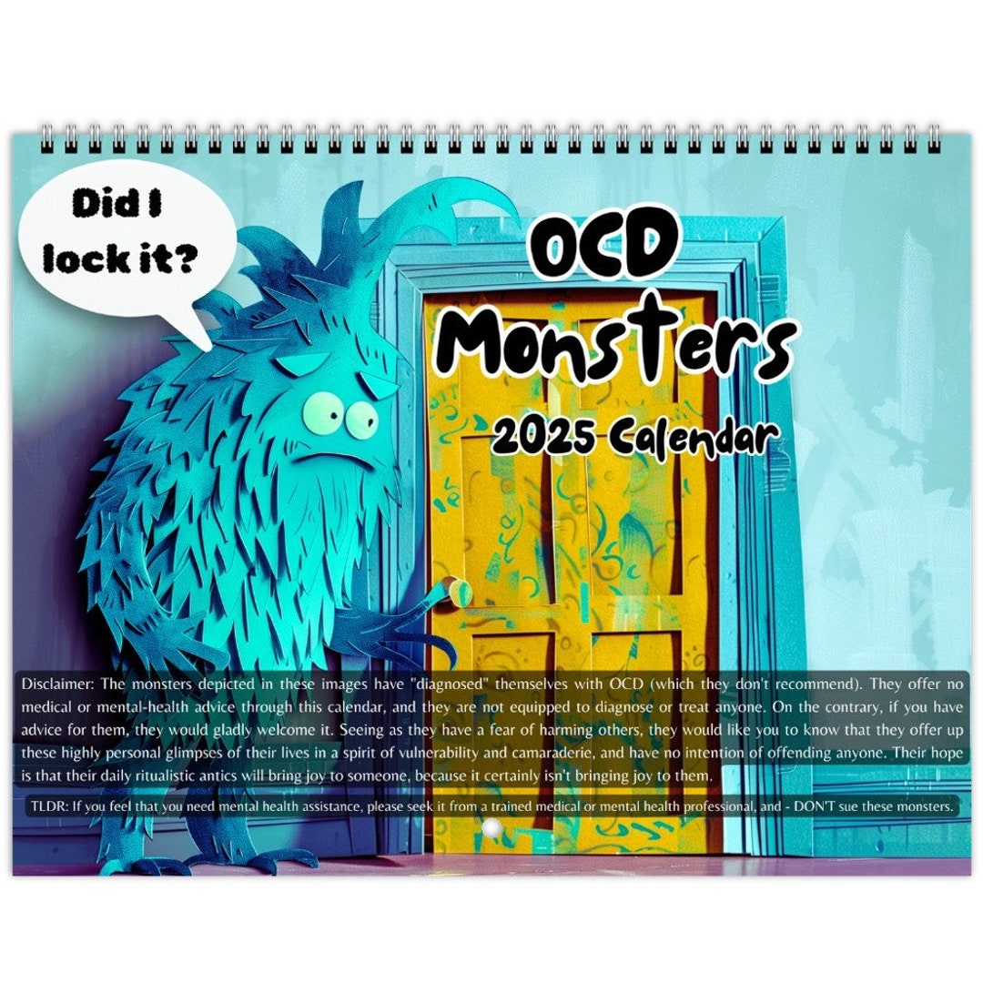 OCD Monsters 2025 Wall Calendars 11 X 8.5 Etsy
