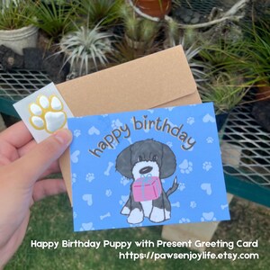 Carte cadeau de chiot de joyeux anniversaire | Carte de voeux mignonne drôle | Enfants Enfants Amoureux des animaux, chien, maman, chien, papa | Illustré