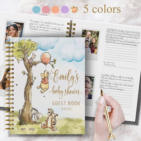 Winnie The Pooh Baby Shower Guest Book, Polaroid Guest Book, Instax Guest Book, Photo Guestbook