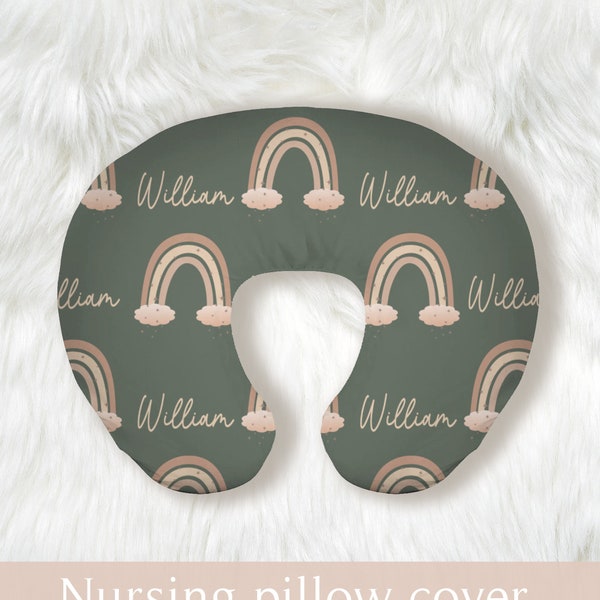 Boho Rainbow Personalized Nursing Pillow Cover, Boppy Pillow Cover, Nursing Pad Cover, Breastfeeding Pillow Cover