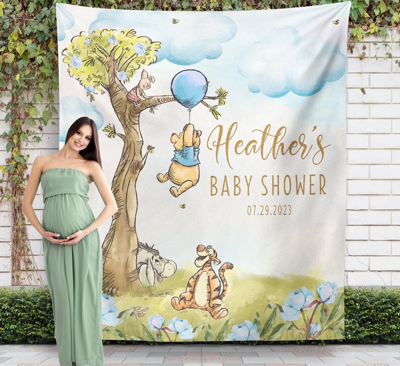 Winnie the Pooh Backdrop Baby Shower Decorations Classic, Birthday