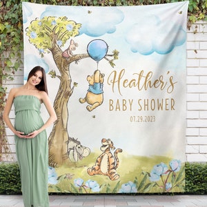 Winnie the Pooh Baby Shower Backdrop Personalized Banner